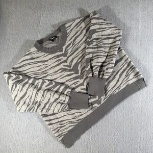 DKNY Sweater Knit Pullover Zebra Pattern Drop Shoulder Gray Women Sz Medium‎